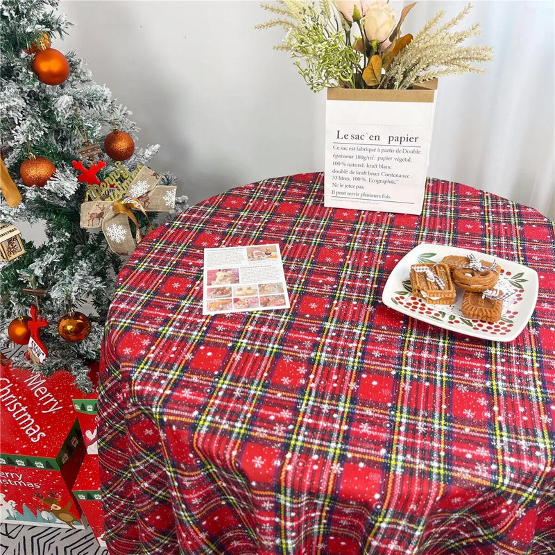 Kalėdų kavos valgomojo stalo viršelio dekoro flanelinė staltiesė namų restoranui Prašmatnus languotas vakarėlio fono audeklas