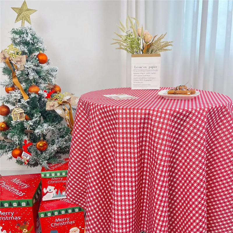Kalėdų kavos valgomojo stalo viršelio dekoro flanelinė staltiesė namų restoranui Prašmatnus languotas vakarėlio fono audeklas