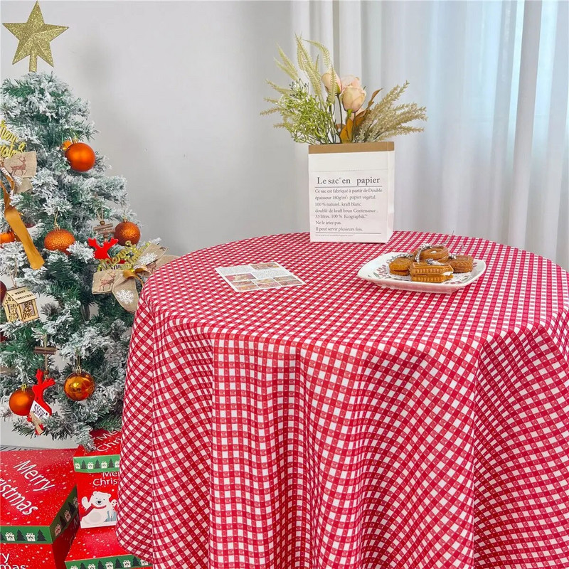 Kalėdų kavos valgomojo stalo viršelio dekoro flanelinė staltiesė namų restoranui Prašmatnus languotas vakarėlio fono audeklas