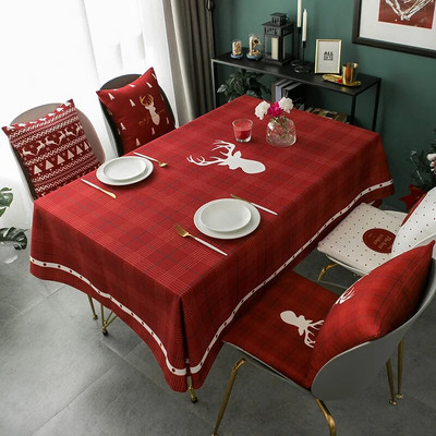 Božićni dekor za dom Vodootporni pravokutni stolnjaci Crveni stolić za kavu Stolnjak Dekoracija za zabavu Pokrivač za stol Nappe De Table