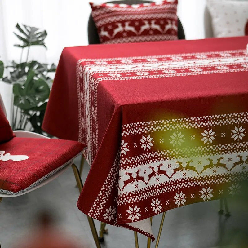 Božićni dekor za dom Vodootporni pravokutni stolnjaci Crveni stolić za kavu Stolnjak Dekoracija za zabavu Pokrivač za stol Nappe De Table
