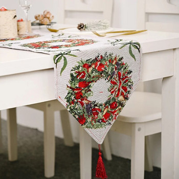 Λινό χριστουγεννιάτικο λουλούδι Faceless Gnome Elk Tree τυπωμένο τραπέζι δρομέας σημαία τραπεζομάντιλο κουζίνας τραπεζομάντιλο τραπεζομάντιλο κάλυμμα διακόσμηση σπιτιού
