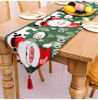 Laneni božićni cvijet Gnom bez lica Elk Tree otisnuta zastavica za stol, kuhinjski stolnjak, stolnjak, navlaka za uređenje doma