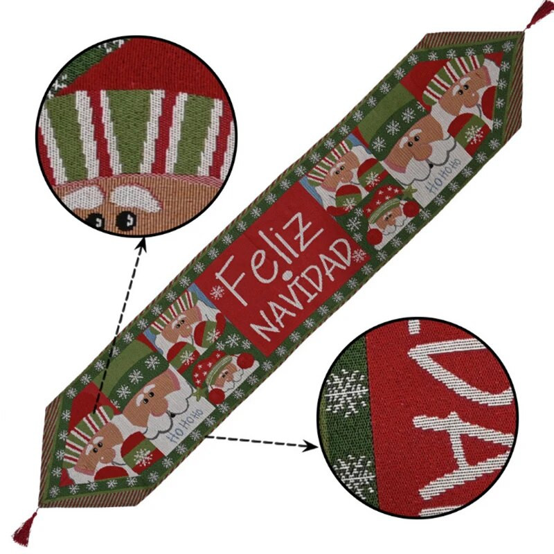 Laneni božićni cvijet Gnom bez lica Elk Tree otisnuta zastavica za stol, kuhinjski stolnjak, stolnjak, navlaka za uređenje doma