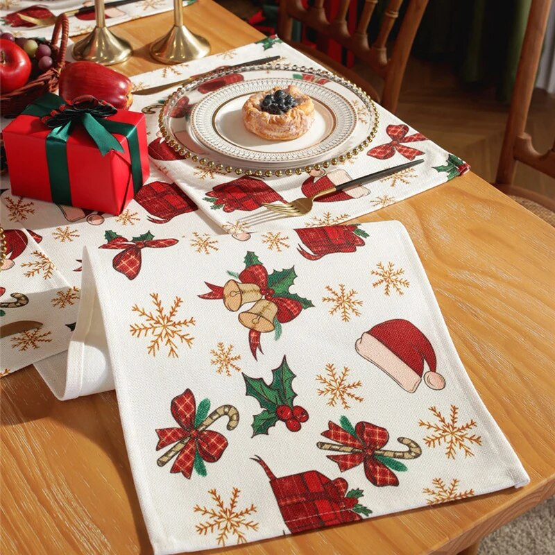 Μοντέρνο απλό χοντρό πολυεστερικό βαμβάκι ψηφιακή εκτύπωση Πρωτοχρονιάτικο κόκκινο χριστουγεννιάτικο τραπέζι σημαία Κρεβάτι ουρά σημαία σουπλά Τραπέζι πανί