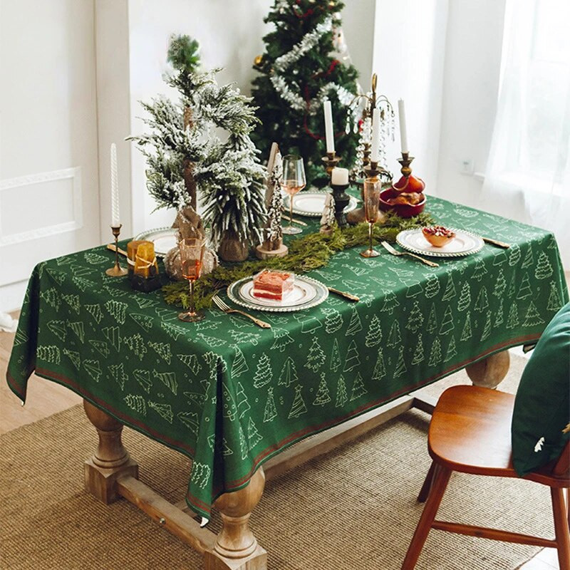 Față de masă de Crăciun de lux, ușoară și modernă Față de masă dreptunghiulară din poliester rezistentă la praf Față de masă decorare atmosferă