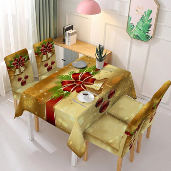 Διακόσμηση σπιτιού Ορθογώνιο σετ τραπεζομάντιλο και κάλυμμα καρέκλας Santa printed Χριστουγεννιάτικο τραπεζομάντιλο