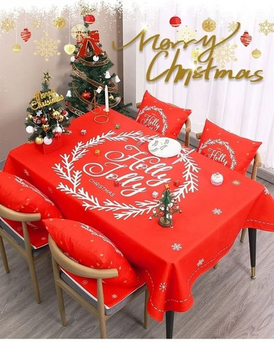 Nova božićna tematska zabava Dekoracija stola Pribor Novogodišnja dekoracija Pravokutni vodootporan stolnjak otporan na mrlje