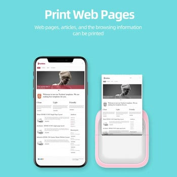 Мини джобен принтер Преносим безжичен Bluetooth термичен принтер Лесна работа Поддръжка Снимки Бележки Грешки Печат на текстови бележки
