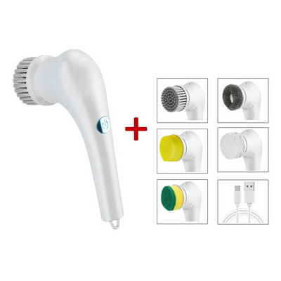 800 mAh elektrinis rankinis šveitiklis USB įkrovimo sąsajos plovimo įrankių grąžtų šepečių rinkinys su 5 galvutėmis vonios virtuvės dalims