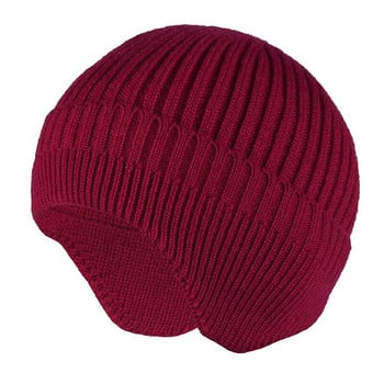 Твърда плетена шапка Зимна имитация на заешки полар Шапки за мъже Топли шапки с уши Есенна шапка Шапка Мъжка зимна шапка