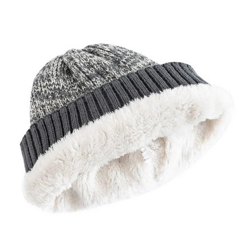 Нова унисекс зимна шапка с поларена подплата, топла шапка, мека шапка с шапка за мъже, жени, на открито, удебелена ски спортна плетена шапка Skull Gorro