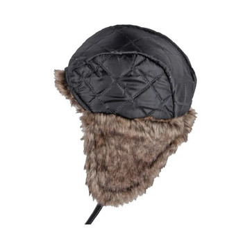 Топли зимни шапки Ushanka Мъжки дамски пилотски бомбардировач Trapper Hat Кожена снежна шапка Защита на ушите Руска шапка шапка ушанка женская