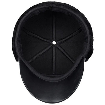 Χειμωνιάτικο ζεστό καπέλο ανδρικό μαύρο δερμάτινο γούνινο καπέλα μπέιζμπολ για άντρες Snapback Γυναικείες κασκέτες Bones Dad Caps Gorras Earflaps Thicken