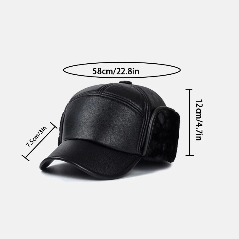 Zimska topla kapa Muške crne kožne krznene bejzbol kape Šeširi za muškarce Snapback Žene Casquette Bones Dad Caps Gorras Naušnice Thicken