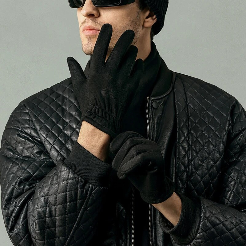 Nove zimske zagrijane dodirni zaslon plus baršun iznutra od antilop muške rukavice Modne jednostavne jednobojne zadebljane muške biciklističke vožnje na otvorenom