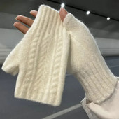 Rukavice na pola prsta za žene Zimske meke tople vunene rukavice za ruke za pletenje Mekane tople rukavice na pola prsta Handschoenen Unisex Mitten Guantes