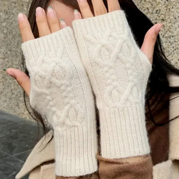 Ръкавици с половин пръст за жени Зимни меки топли вълнени ръкавици за плетене на ръцете Меки топли ръкавици с половин пръст Handschoenen Unisex Mitten Guantes
