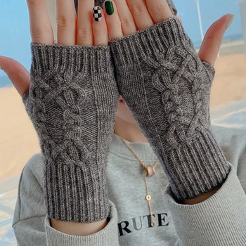 Γάντια με μισό δάχτυλο για γυναίκες Χειμερινά μαλακά ζεστά μάλλινα γάντια πλεξίματος βραχιόνων Soft Warm Half Finger Handschoenen Unisex Mitten Guantes