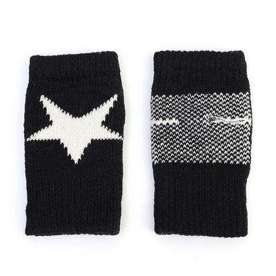 Moteriškos žieminės šiltos megztos pirštinės be pirštų Y2K penkiakampės žvaigždės rašto pirštinės Gotikinės šiltos megztos moteriškos žieminės pirštinės