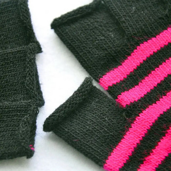 Ριγέ Stripey Unisex One Size Fingerless Gloves Gothic πλεκτά γάντια χωρίς δάχτυλα Χειμερινά ζεστά ελαστικά άνετα γάντια