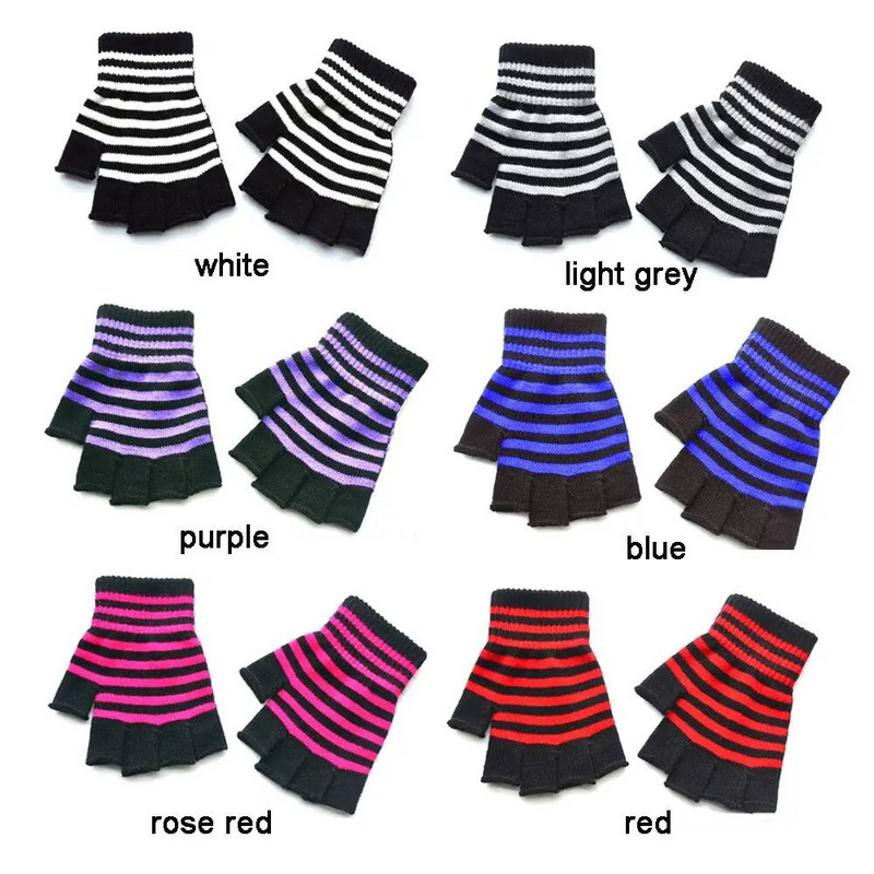 Triibulised triibulised unisex ühesuurused sõrmedeta kindad gooti kudumine sõrmedeta kindad talvel soojad elastsed mugavad kindad