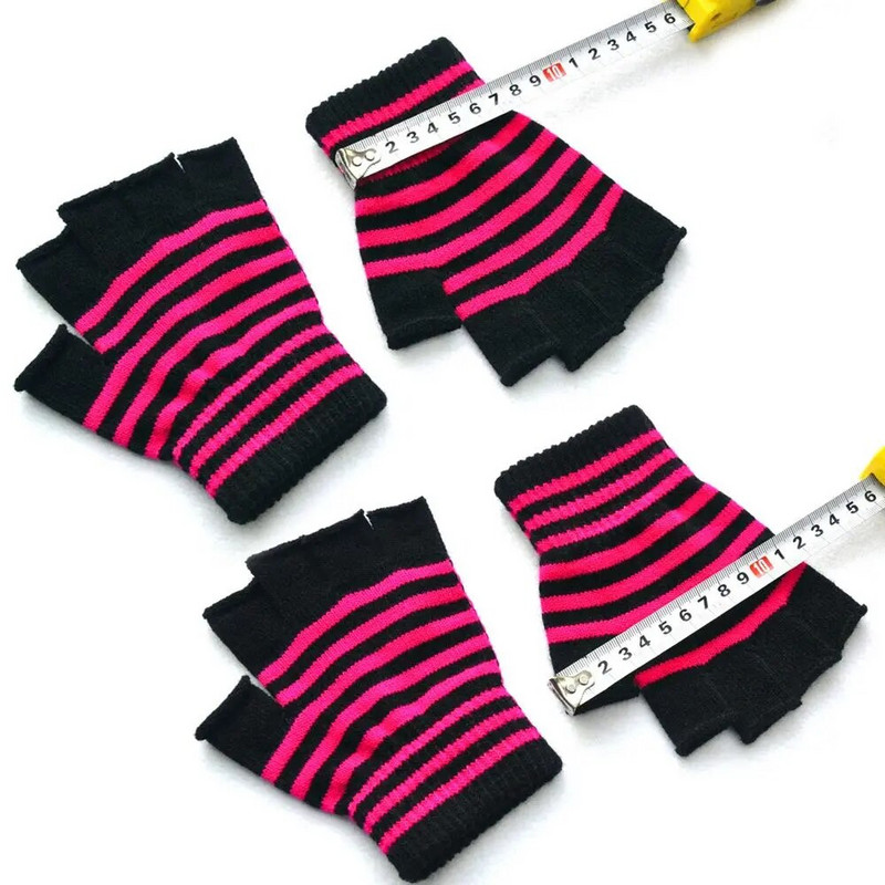 Triibulised triibulised unisex ühesuurused sõrmedeta kindad gooti kudumine sõrmedeta kindad talvel soojad elastsed mugavad kindad