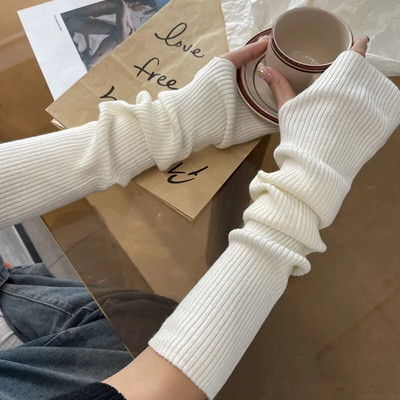 Y2k ръкавици без пръсти, женски аниме ръкавици, дамски плетени ръкавици, зимни топли, японски готически глезени, китки, ръкави Harajuku