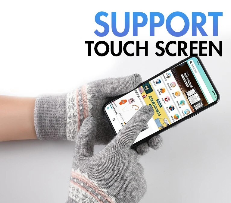 Χειμερινά ζεστά γάντια αφής Γυναικεία ελαστικά γάντια πλεξίματος Ακρυλικά γάντια με πλήρη δάχτυλα Γυναικεία γυναικεία πλεκτά χειμωνιάτικα γάντια