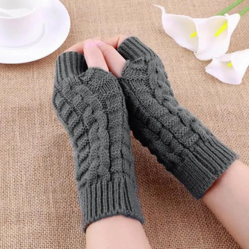 Y2K Дамски дълги ръкавици без пръсти Зимни ръкавици с ръкавици, плетени топли ръкави с ръкави Топли пънк меки унисекс ръкавици без пръсти за жени