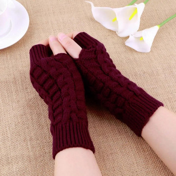 Y2K Дамски дълги ръкавици без пръсти Зимни ръкавици с ръкавици, плетени топли ръкави с ръкави Топли пънк меки унисекс ръкавици без пръсти за жени