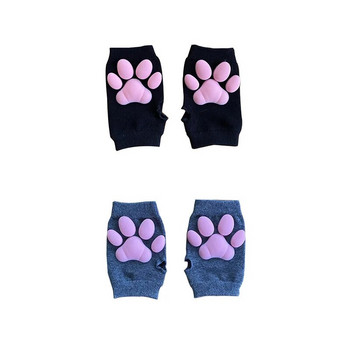 Γυναικεία τρισδιάστατα γάντια σιλικόνης γάτας με νύχια χειμωνιάτικη ψεύτικη γούνα χαριτωμένο γατάκι χωρίς δάχτυλα γάντια γάντια Χριστούγεννα αποκριές για γυναικεία κορίτσια