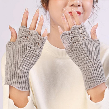 Нови дамски ръкавици Twist Crochet Плетени топли за ръце Зимни ръкавици без пръсти за плетене на половин пръст Топли еластични къси ръкавици