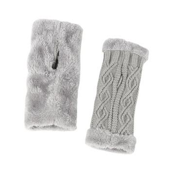 Χειμερινά μονόχρωμα γάντια από ψεύτικη γούνα Κάλυμμα μανίκι βραχίονα Θερμότερα γάντια καρπού χωρίς δάχτυλα Πλεκτά γάντια μόδας γυναικεία γάντια χονδρική