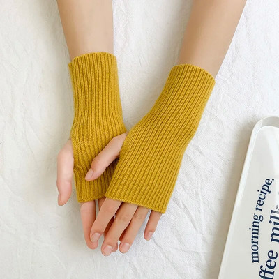Modne ženske rukavice za ruke Toplije zimske rastezljive ruke Heklane rukavice za pletenje Meke vunene rukavice Duge jednobojne rukavice bez prstiju