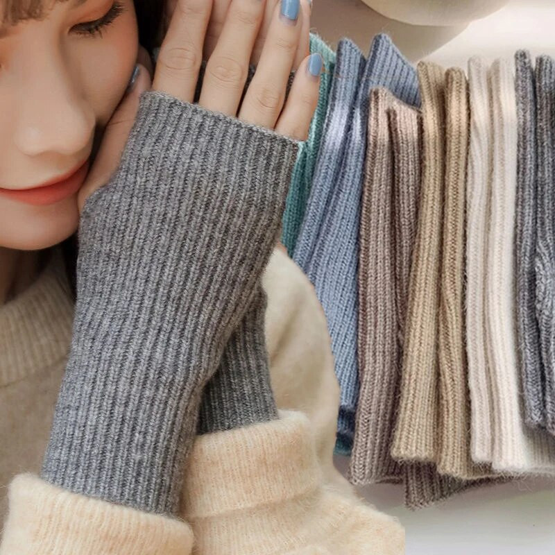 Modne ženske rukavice za ruke Toplije zimske rastezljive ruke Heklane rukavice za pletenje Meke vunene rukavice Duge jednobojne rukavice bez prstiju