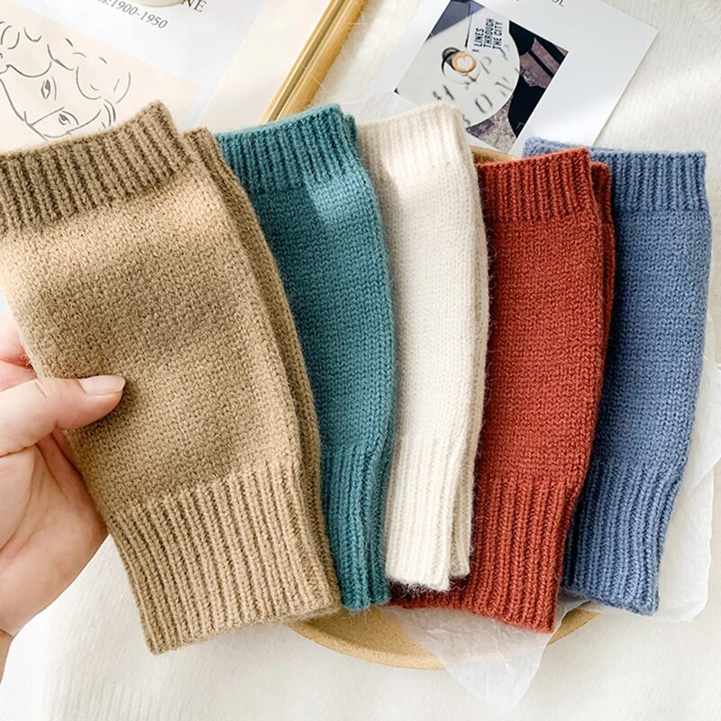 Modne ženske rukavice za ruke Toplije zimske rastezljive ruke Heklane rukavice za pletenje Meke vunene rukavice Duge jednobojne rukavice bez prstiju