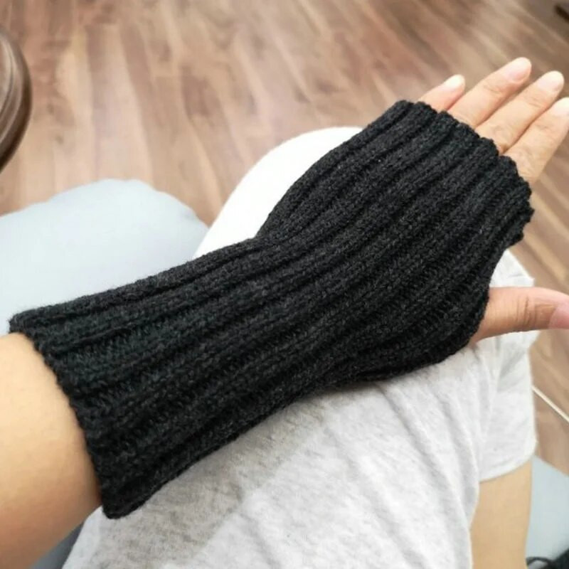 Új női ujjatlan kesztyűk kötött ujjatlan ujjak téli karmelegítő punk gótikus barkács kötőkesztyű Y2K lányok tömör kesztyűk kar ujjak