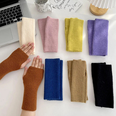 Fingerless Mittens Female Anime Gloves Women Knitted Gloves Arm Winter Warmers Japanese Goth Ankle Wrist Sleeves Harajuku Y2k
