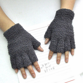 Затопляне за ръце YJFASHION Аксесоари Затоплят зимата Едноцветни плетени ръкавици с половин пръст 1 чифта Ръкавици без пръсти от коралово руно