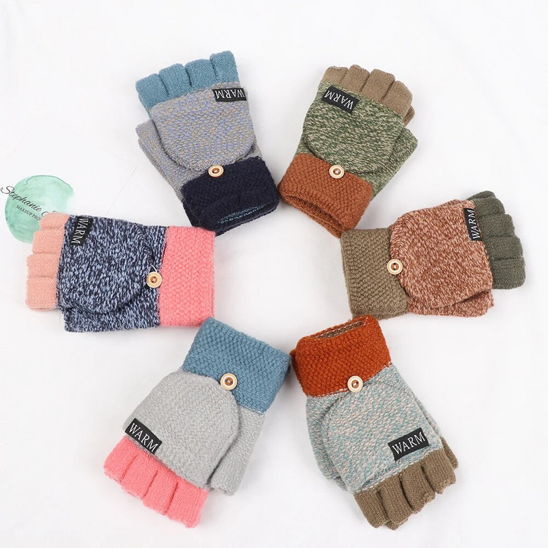 Ziemas silti, biezinoši vilnas cimdi, trikotāžas, apgriežami bez pirkstiem, elastīgi, atklāti pirksti, biezi dūraiņi vīriešiem sievietēm