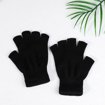 Νέα μαύρα πλεκτά γάντια χωρίς δάχτυλα για άντρες/γυναικεία Αξεσουάρ ποδηλασίας με μισό δάχτυλο, ζεστό ελαστικό, χειμερινή μόδα