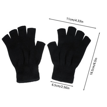 Νέα μαύρα πλεκτά γάντια χωρίς δάχτυλα για άντρες/γυναικεία Αξεσουάρ ποδηλασίας με μισό δάχτυλο, ζεστό ελαστικό, χειμερινή μόδα