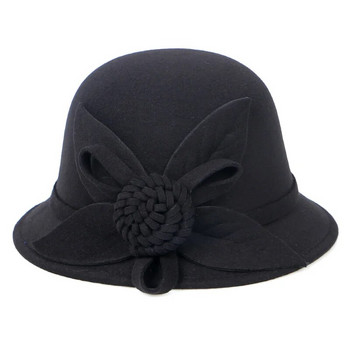 2023 Χειμερινό ρετρό καπέλο Fedora Women Chapeu femme feutre Floral Sombrero mujer Καπέλο Bowler Vintage επίσημα μάλλινα καπέλα Fedora Felt