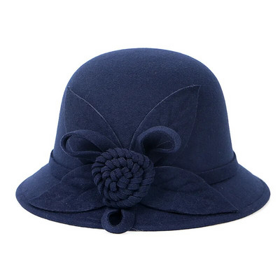 2023 m. žiemos retro stiliaus „Fedora“ skrybėlės, moteriškos „Chapeu femme feutre“ gėlėtos „Sombrero mujer“ „Bowler Hat“ Vintažinės formalios vilnos „Fedora“ veltinio kepurės