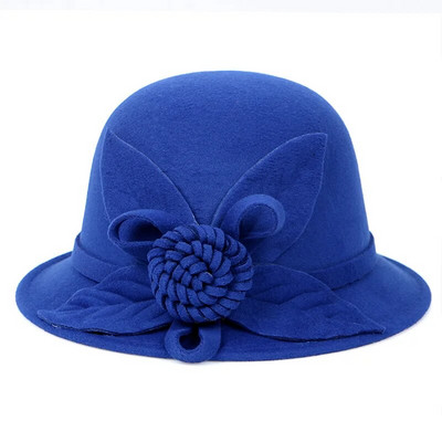 2023 m. žiemos retro stiliaus „Fedora“ skrybėlės, moteriškos „Chapeu femme feutre“ gėlėtos „Sombrero mujer“ „Bowler Hat“ Vintažinės formalios vilnos „Fedora“ veltinio kepurės