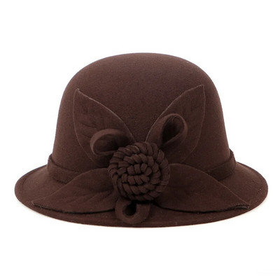 2023 m. žiemos retro stiliaus „Fedora“ skrybėlės, moteriškos „Chapeu femme feutre“ gėlėtos „Sombrero mujer“ „Bowler Hat“ Vintažinės formalios vilnos „Fedora“ veltinio kepurės