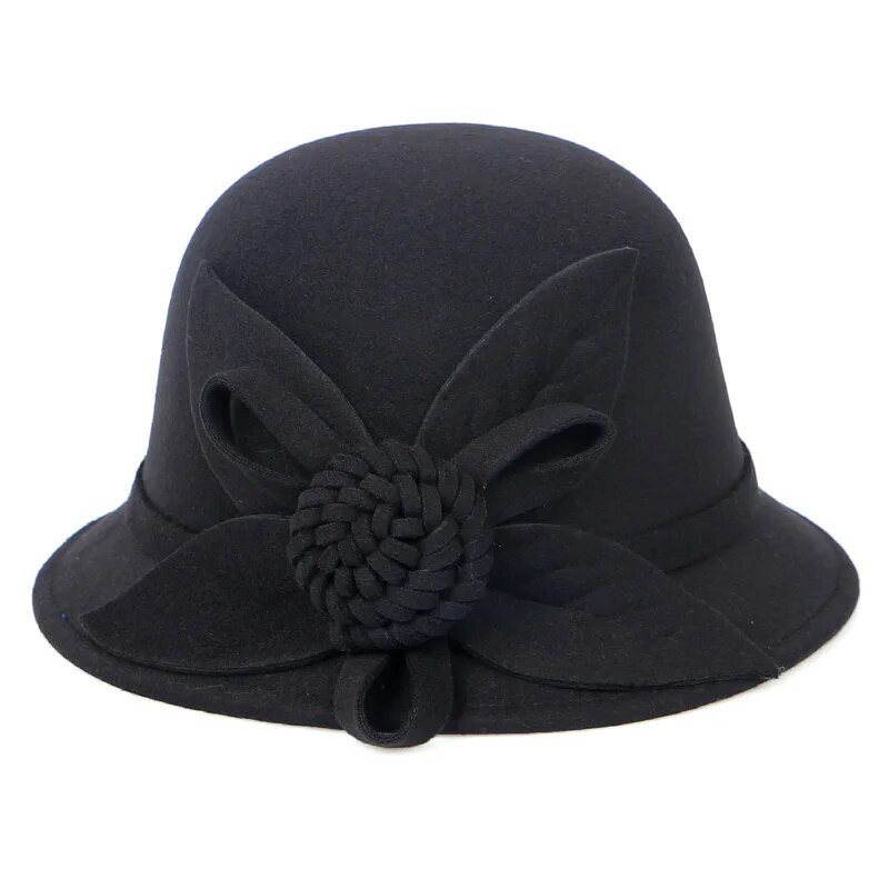 2023 m. žiemos retro stiliaus „Fedora“ skrybėlės, moteriškos „Chapeu femme feutre“ gėlėtos „Sombrero mujer“ „Bowler Hat“ Vintažinės formalios vilnos „Fedora“ veltinio kepurės