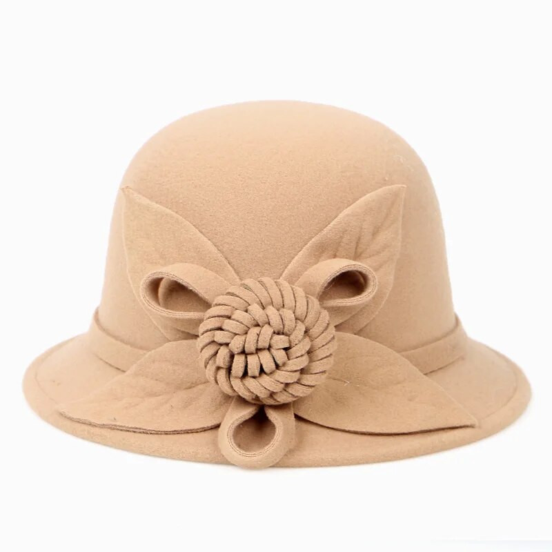 2023 m. žiemos retro stiliaus „Fedora“ skrybėlės, moteriškos „Chapeu femme feutre“ gėlėtos „Sombrero mujer“ „Bowler Hat“ Vintažinės formalios vilnos „Fedora“ veltinio kepurės