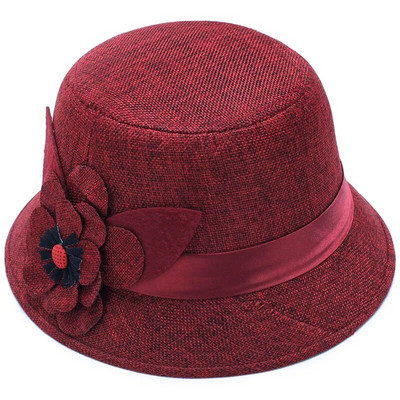 Női vászon Fedoras Elegáns Virág Fedora Retro British Lady Church Kalapok Klasszikus Jazzsapka Női Bowler sapka gorras casquette